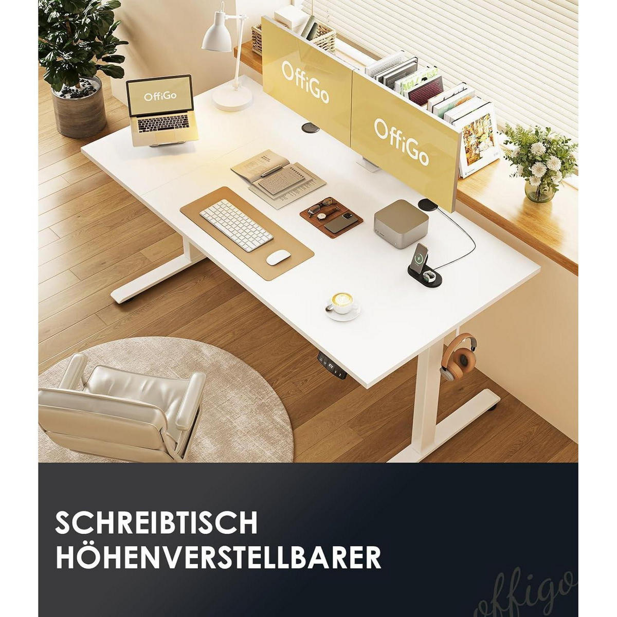 SCHREIBTISCH elektrisch höhenverstellbar 160 x 70 cm Weiß - Weiß, Holzwerkstoff (70/160/72cm)