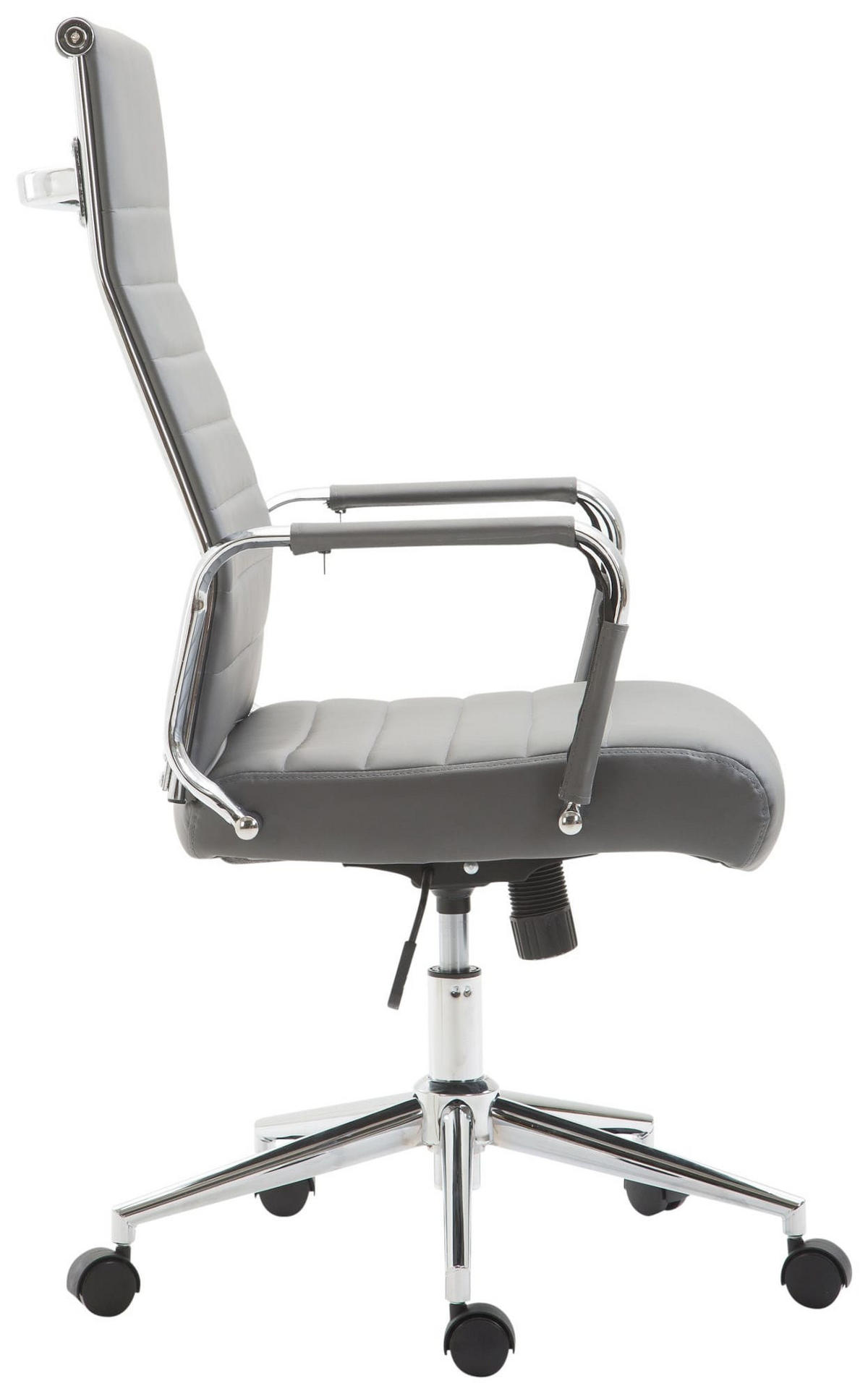 DREHSTUHL Lederlook grau - Chromfarben/Grau, Textil/Metall (58/105/66cm) - CLP