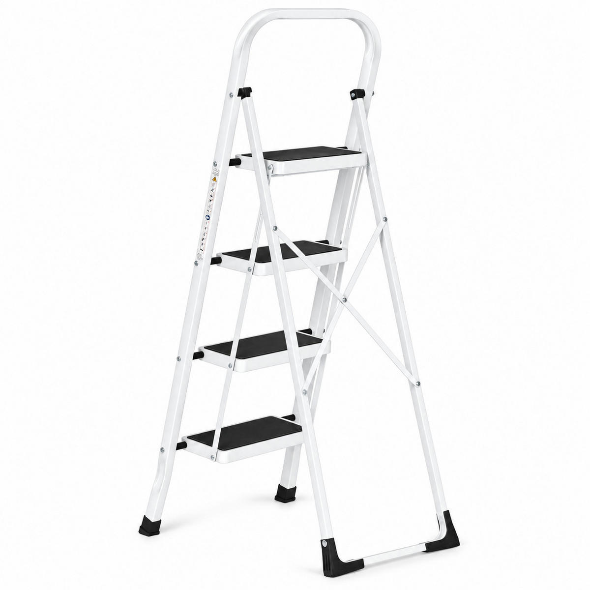 KLAPPTRITTLEITER 4 Stufen Weiß - Schwarz - Schwarz/Weiß, Kunststoff/Metall (47/132/80cm) - Mat-Haus