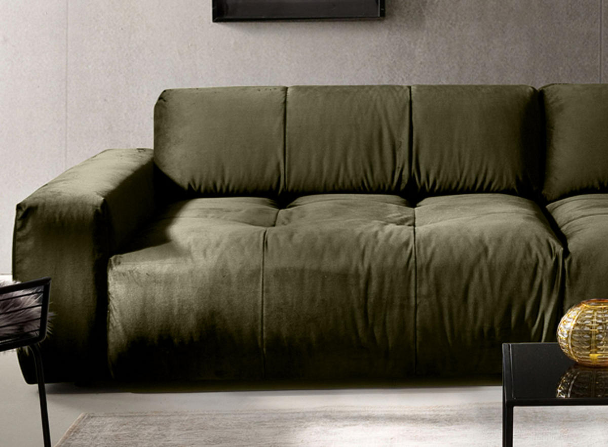 SOFA MIT SITZTIEFENVER. PALACE Dunkelgrün Webstoff - Dunkelgrün, Textil (298/74/120cm) - KAWOLA