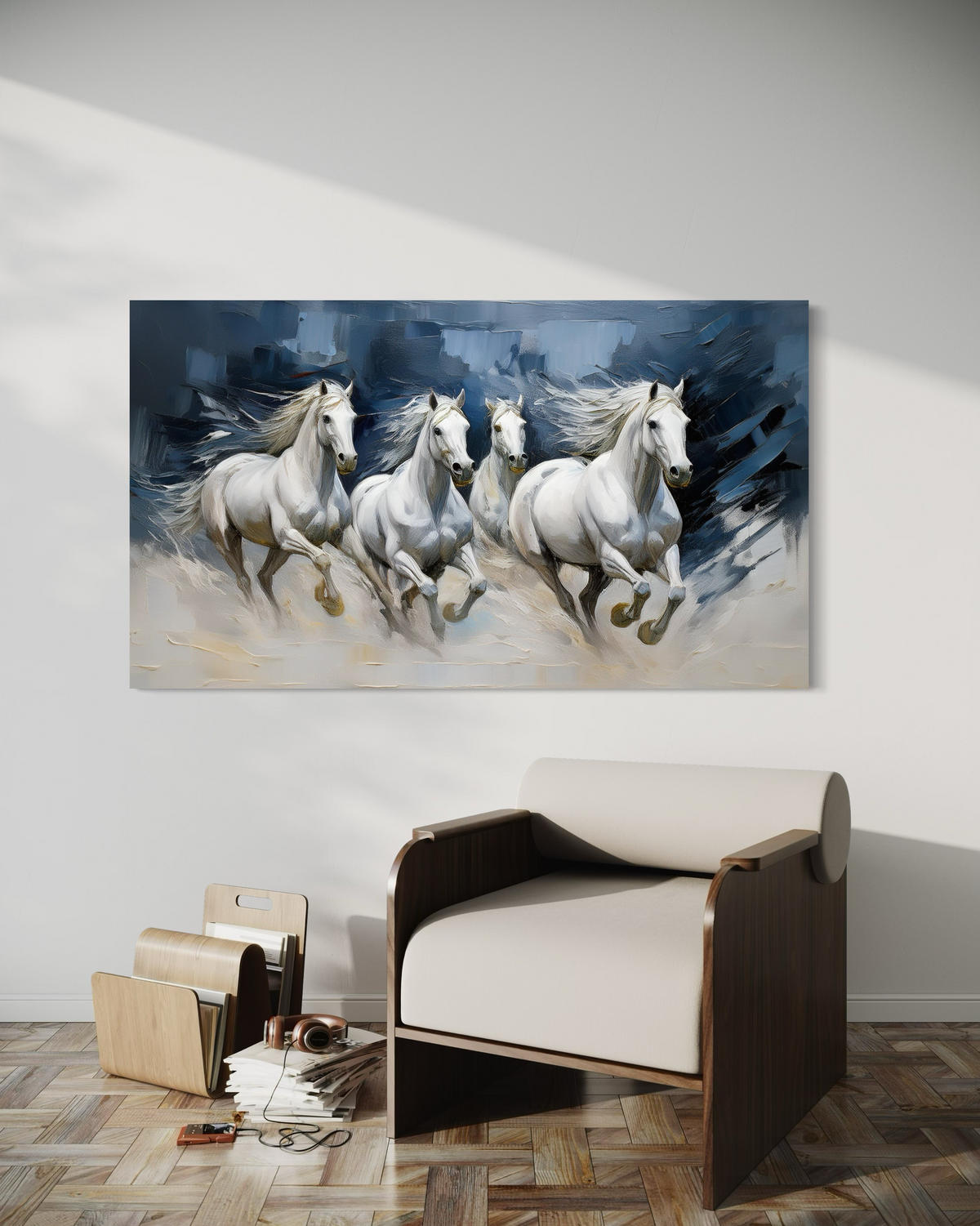 WANDBILD pferd tiere weiß - Weiß, Textil (60/40cm) - Feeby