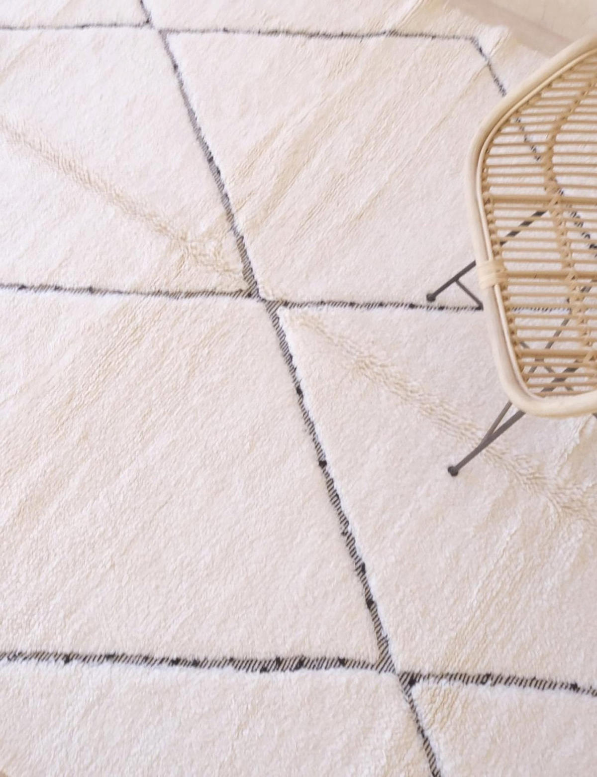 BERBERTEPPICH marokkanisch mit Rauten handgeknüpft 200x 300 cm - Weiß, Naturmaterialien (200/300cm) - AFK Living