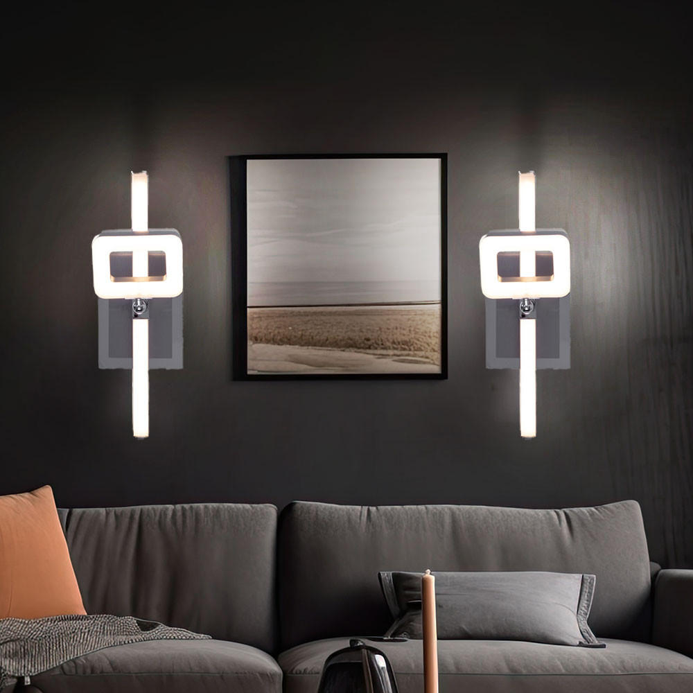 LED WANDLEUCHTE Chrom Nickel Silber 2er Set - Silberfarben, Metall (7/15.5/25cm) - Globo Lighting