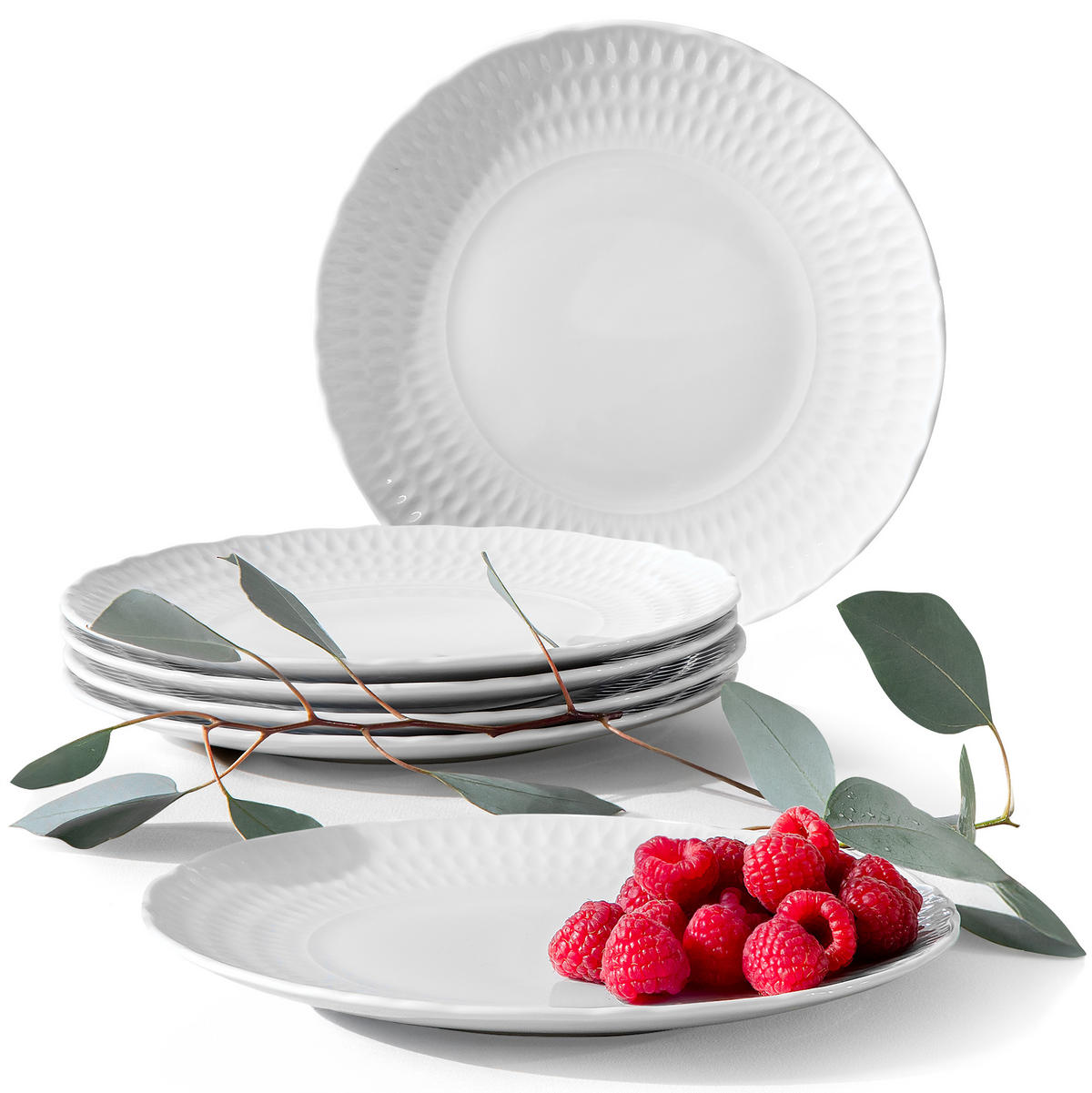 TELLER-SET DESSERTTELLER CMIELOW SOFIA 6-tlg aus Porzellan - Weiß, Keramik (17cm) - KONSIMO®