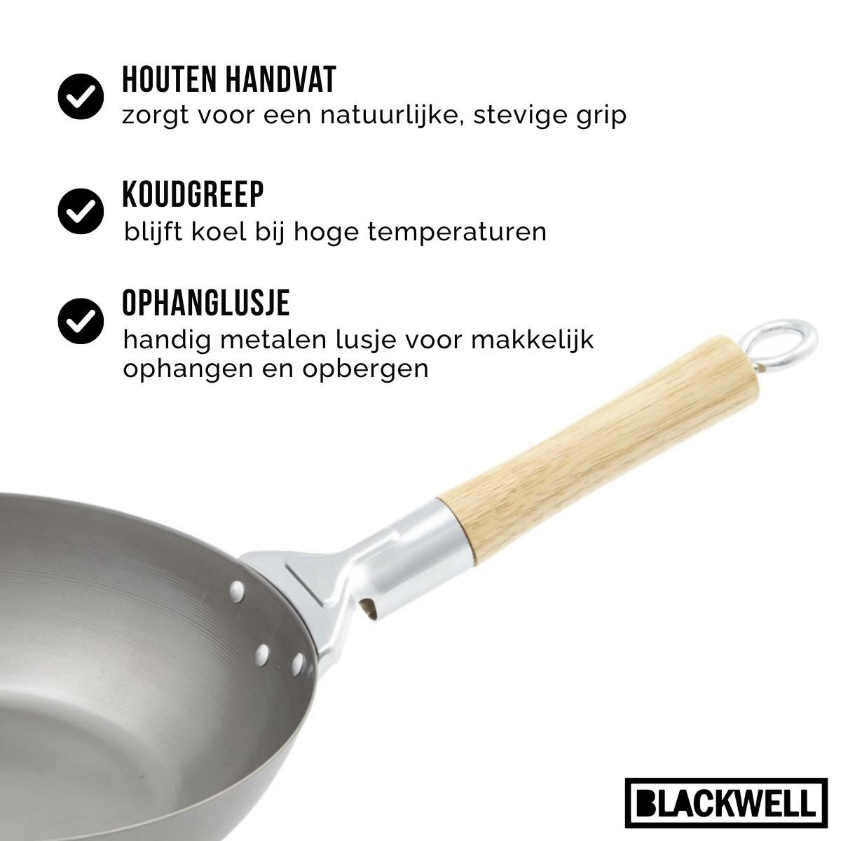 WOK-PFANNE Voccelli Carbonstahl - ø 25 cm - ohne Antihaftbeschichtung - Silberfarben, Metall (25cm) - Blackwell