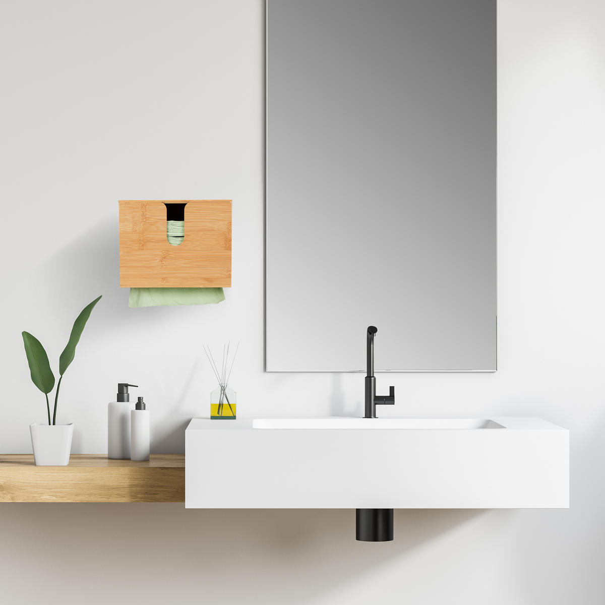 ZÁSOBNÍK na papierové utierky - svetlohnedá, drevo (27/21/13cm) - Relaxdays