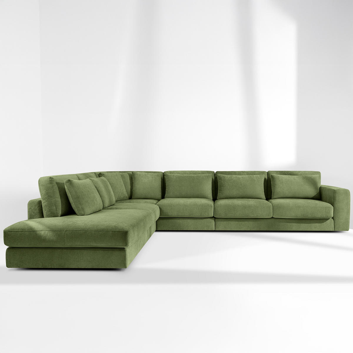 ECKSOFA XL links VERUS - Grün, Holz/Holzwerkstoff (377/328cm) - KONSIMO®