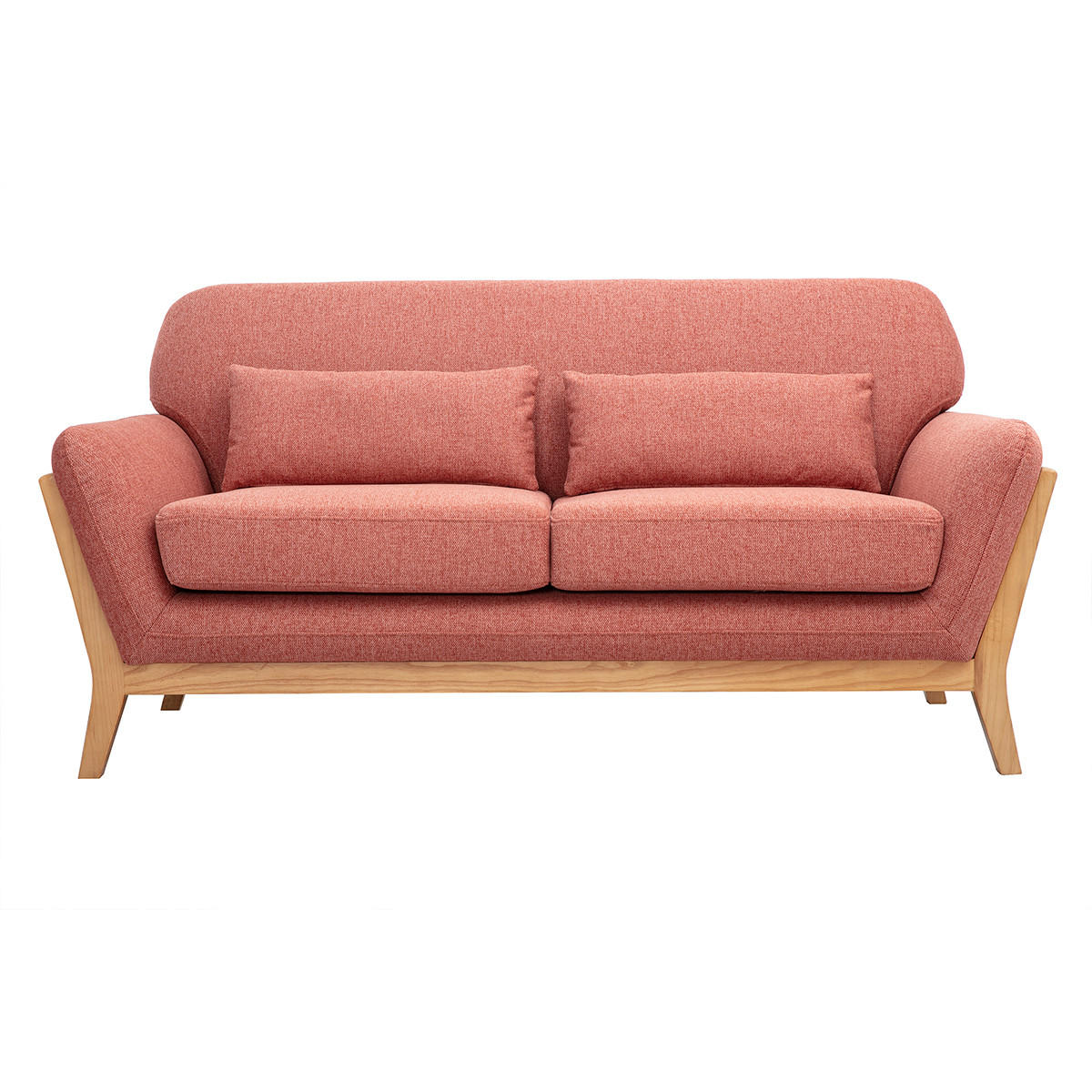 SOFA Skandinavisch 2-Sitzer Terrakotta Samt Stoff Helles Holz YOKO - Terracotta, Textil (85/79/159cm) - Miliboo