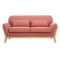 SOFA Skandinavisch 2-Sitzer Terrakotta Samt Stoff Helles Holz YOKO - Terracotta, Textil (85/79/159cm) - Miliboo