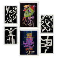 POSTER Set Mit 6 Aufsichtsfang 1 In Tiere Zusammenfassungen A3 & A4 Weißer Rahmen - Weiß, Papier (29/3cm) - Nacnic