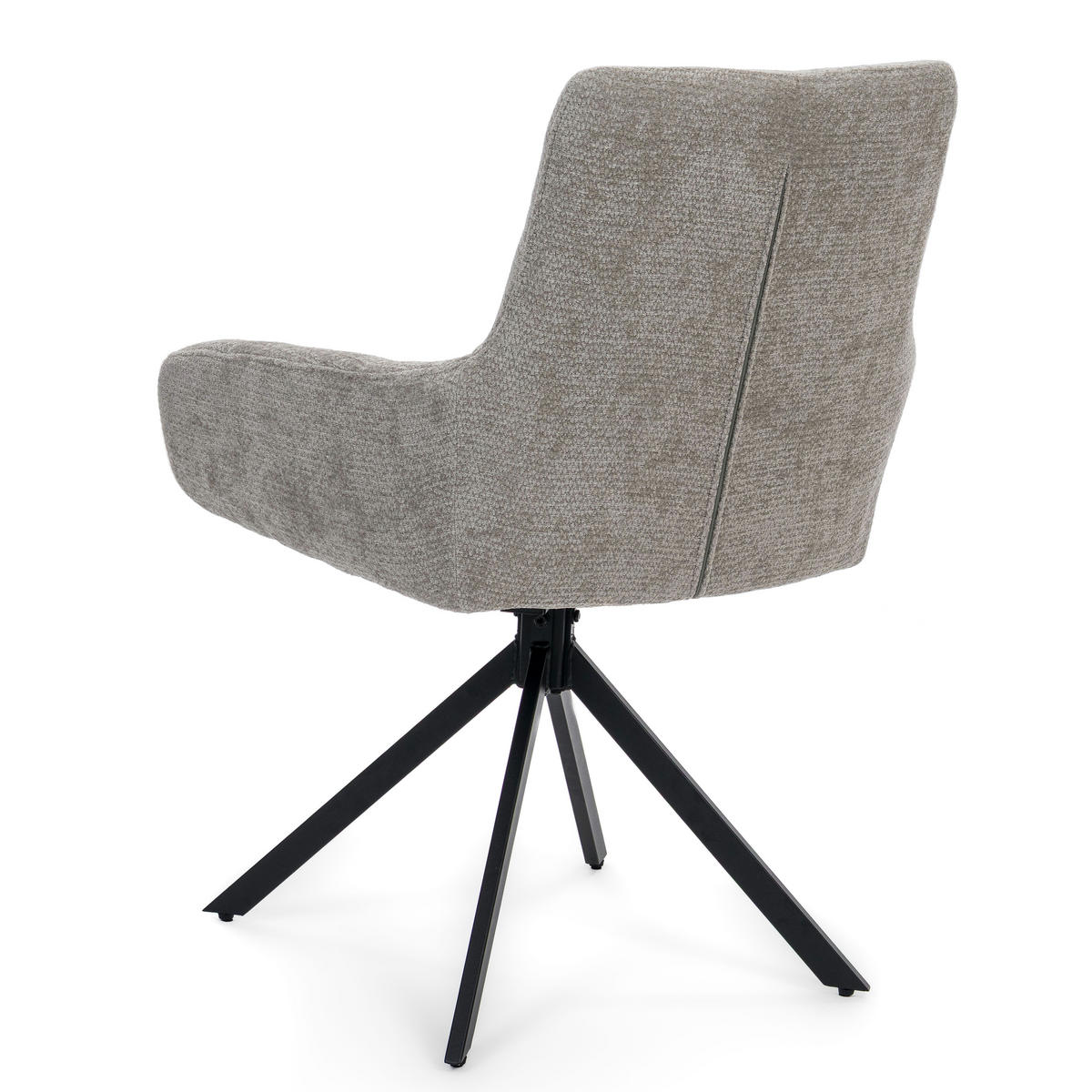 STUHL FUNO drehbar gepolsterter mit Steppung - hellgrau - Chenille - Hellgrau/Schwarz, Textil/Metall (58/87/60cm) - NEW HOME