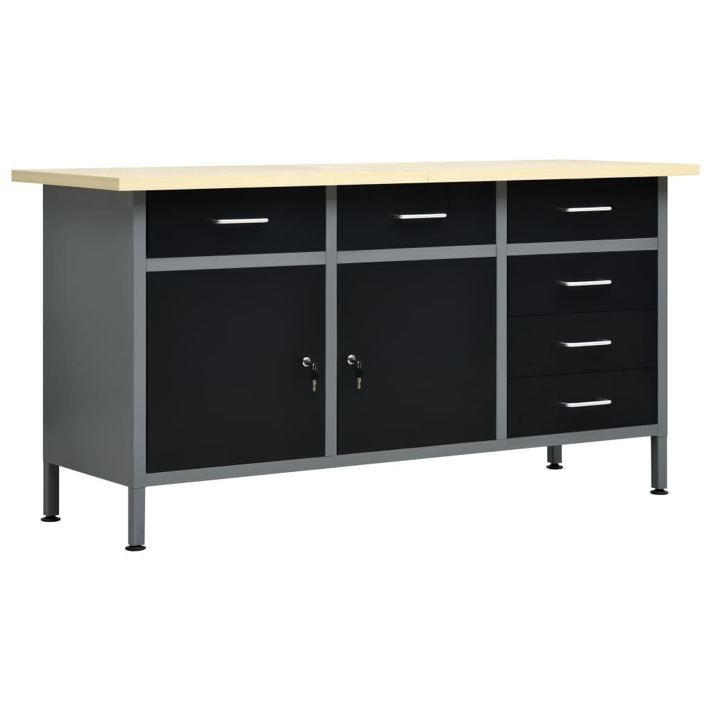 ARBEITSTISCH Schwarz 160/60/85 Cm Stahl - Schwarz, Metall (60/85/160cm) - vidaXL