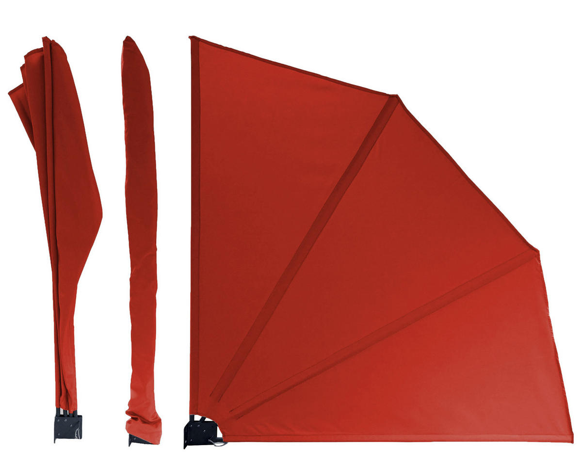SICHTSCHUTZFÄCHER 115x115 cm Rotorange mit Easy Mount Wandplatte - Terracotta, Metall (2/115cm) - QUICK STAR