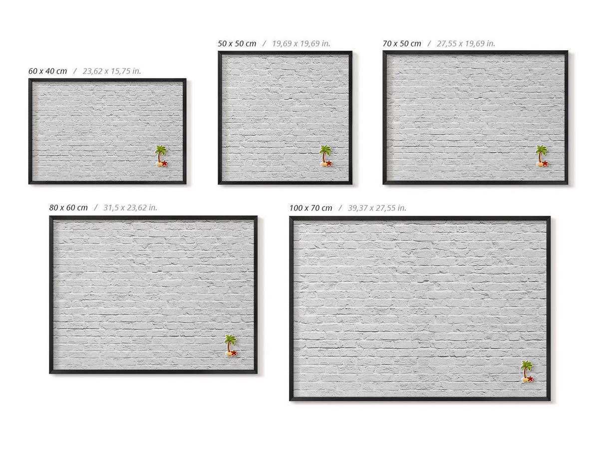 MAGNETTAFEL 70x50 cm Schwarzer Rahmen Ziegelwand Helle Wand - Graphitfarben, Metall (70/50/0.4cm) - TULUP