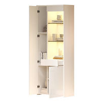 VITRINE 70/35/180 cm aus Spanplatte mit LED-Beleuchtung und Hochglanzfront Weiß - Weiß, Holzwerkstoff (70/180/35cm) - Modenvie