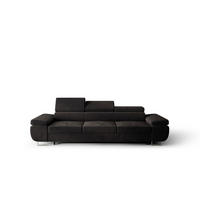 SCHLAFSOFA PRAGA 3, Sofa mit Schlaffunktion, Farbe: Dunkelgrau, Velourstoff - Dunkelgrau, Textil (276/90/100cm) - O-Sofa