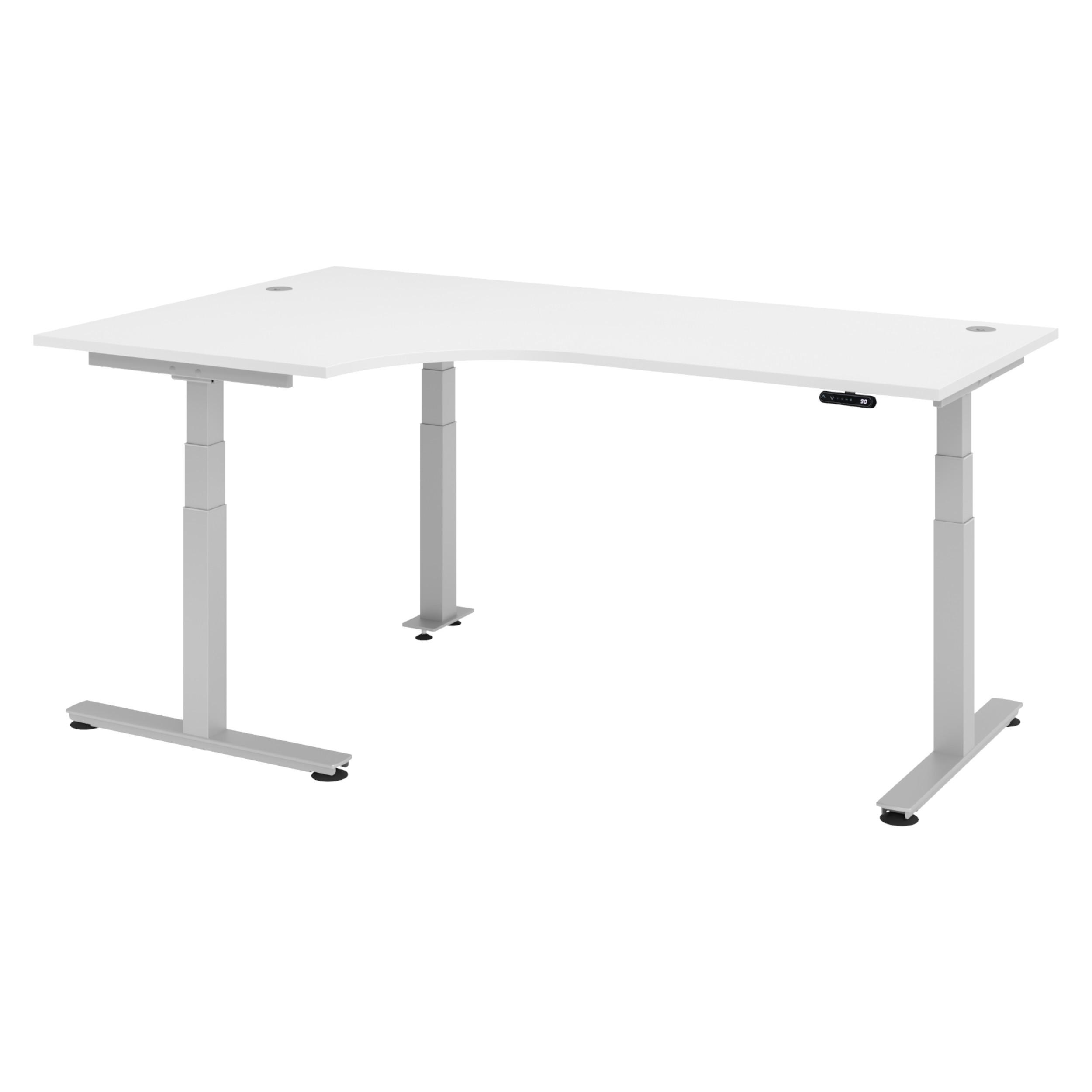 SCHREIBTISCH elektrisch XDSM 120/200/72 cm in Weiß/Silberfarben - Silberfarben/Weiß, Holzwerkstoff (120/200/72cm) - bümö