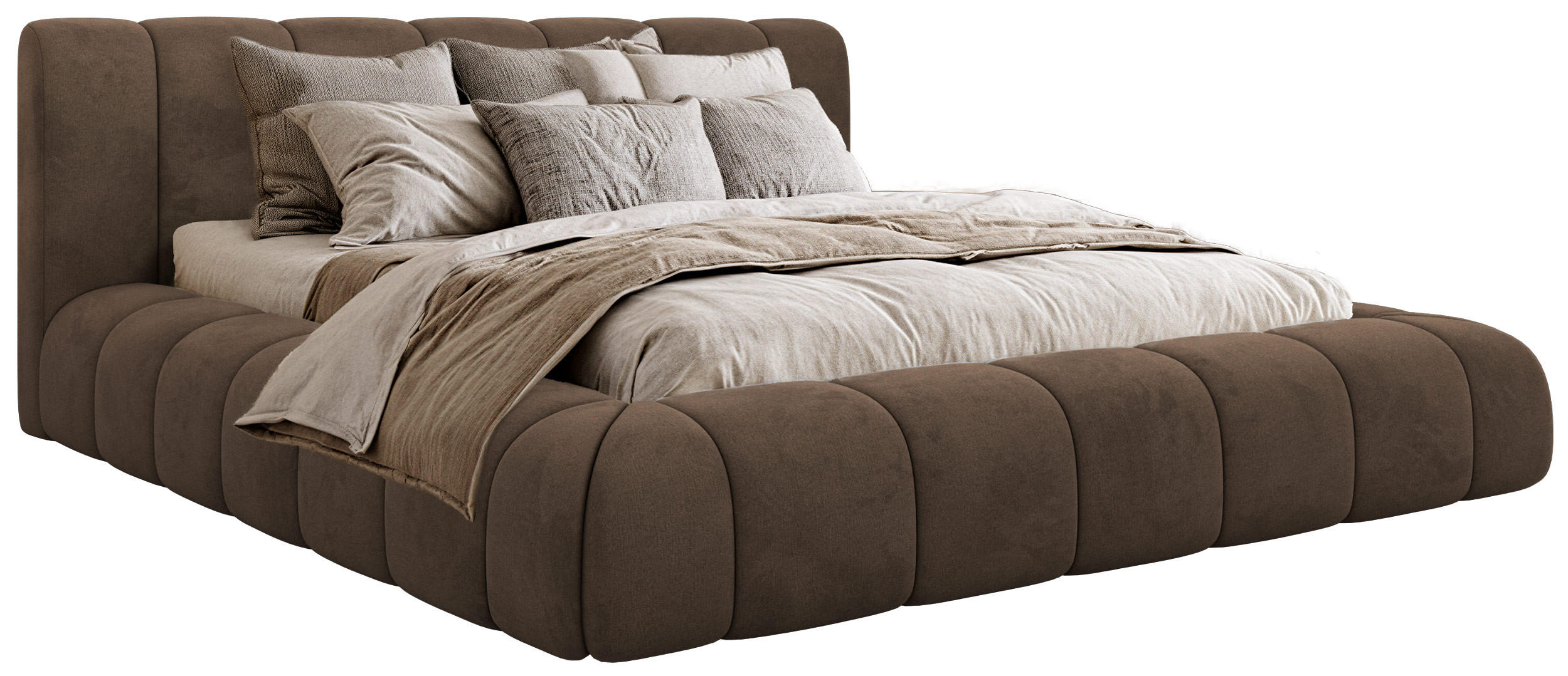 POLSTERBETT NUBEA CLASSIC 180/200 - Braun Velvet - ohne Matratze - Braun, Textil (180/200cm) - MKS