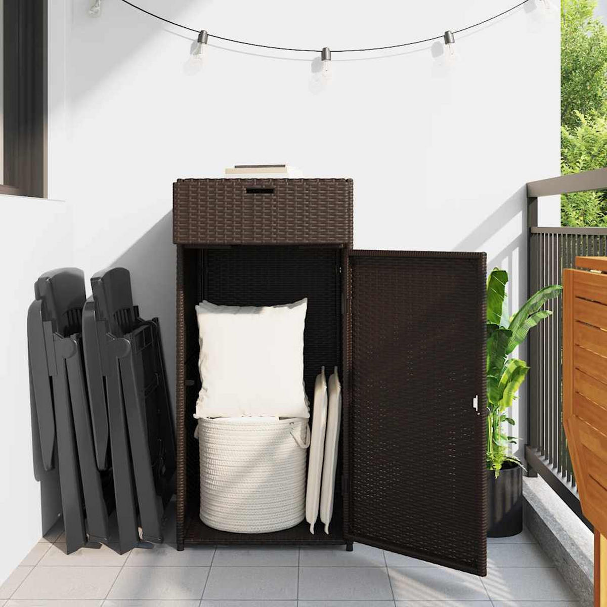 GARTENSCHRANK Braun 55/55/111 Cm Poly Rattan - Braun, Kunststoff (55/111/55cm) - vidaXL