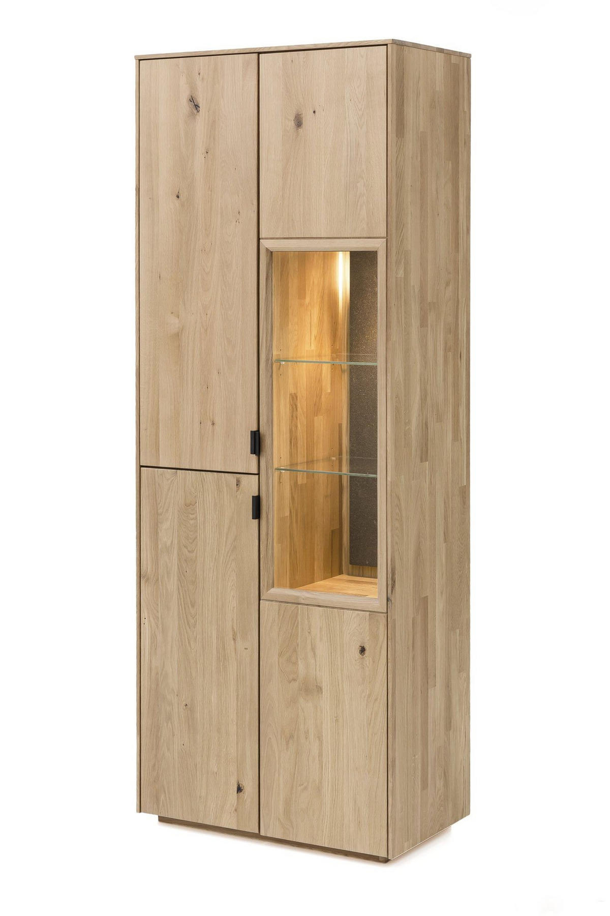 WOHNWAND Massivholz Idalia 280x203x45 Wohnzimmerschrank Wildeiche Bianco geölt - Naturfarben, Holz (280/203/45cm) - 58aufmkessel