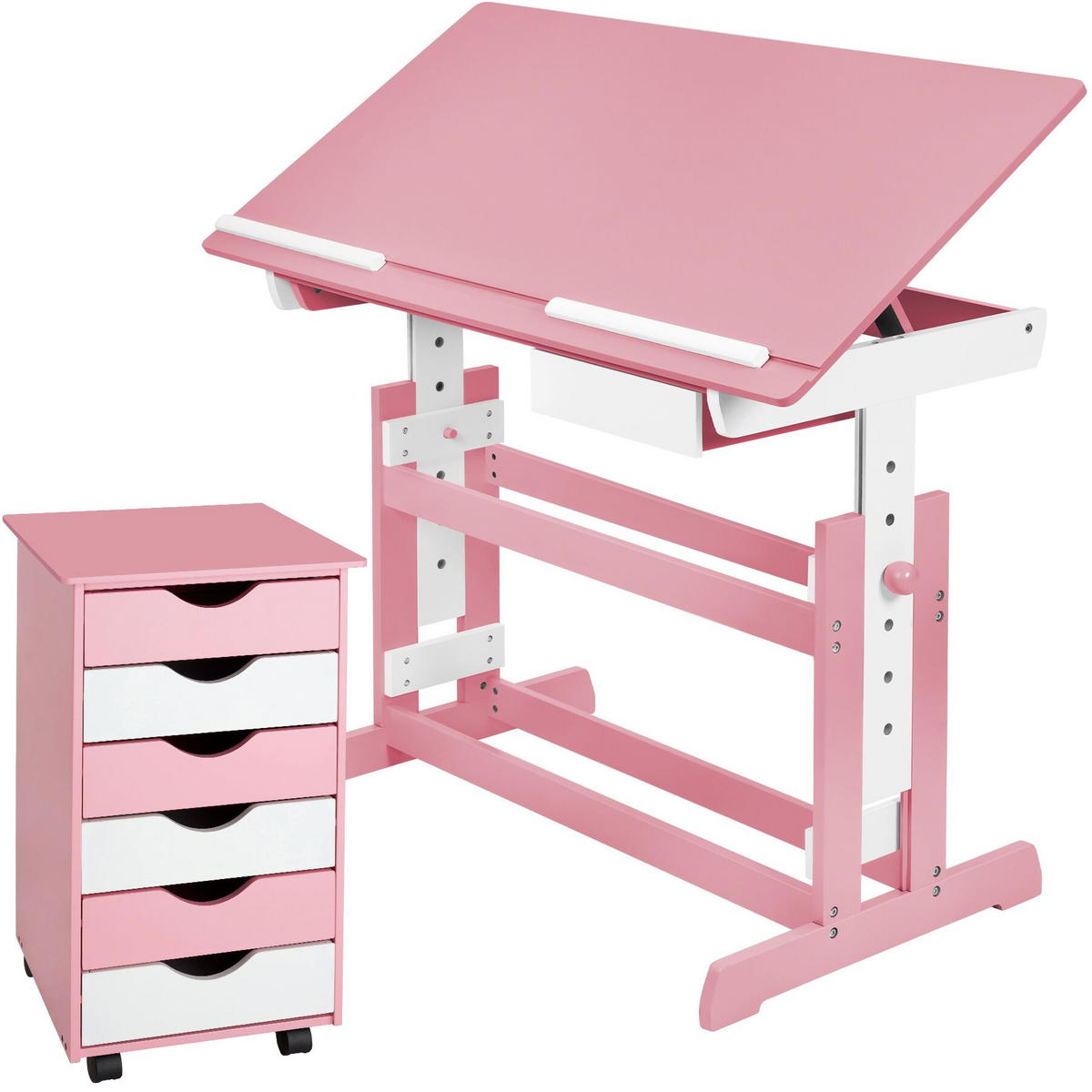 SCHREIBTISCH ,pflegeleicht,rosa - Rosa, Holz (55/94/109cm) - tectake