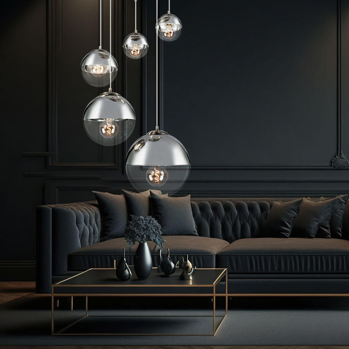 HÄNGELEUCHTE VARUS Silber matt - Silberfarben, Glas (65/65/150cm)