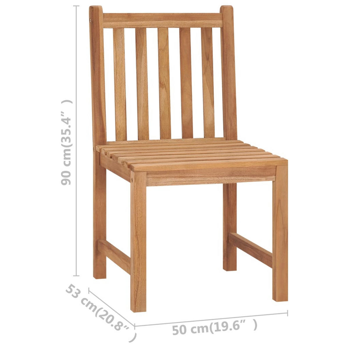 GARTENSTÜHLE 2er Set Massivholz Teak - Braun, Holz (50/90/53cm) - vidaXL