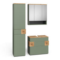 BADMÖBEL-SET Eden Grün/Artisan 3 Teile - Hellgrau/Grün, Holzwerkstoff (70/64.5/37cm) - Vicco