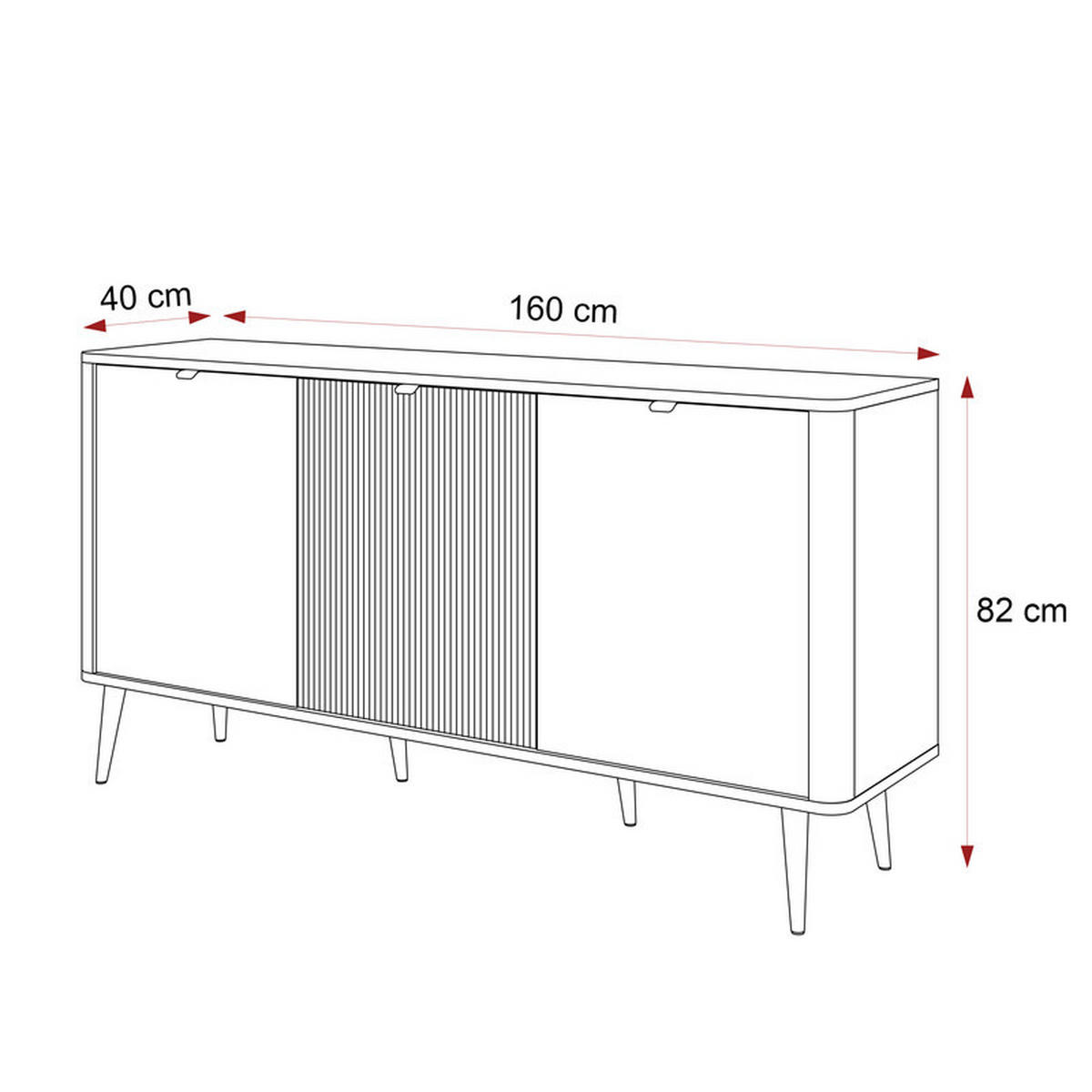 KOMMODE NAVANI 160 cm, Kaschmir / Nussbaum - Goldfarben/Nussbaumfarben, Holzwerkstoff/Metall (160/82/40cm) - Idohome