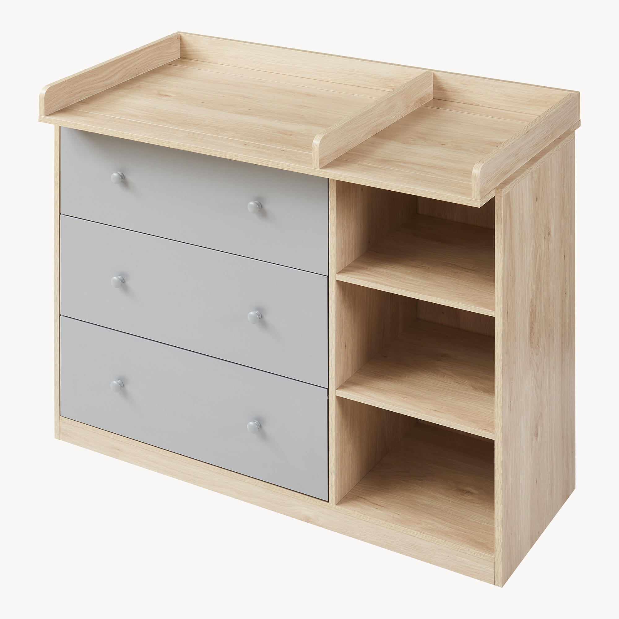 WICKELKOMMODE Beldinupp - Eichefarben/Grau, Holzwerkstoff (55/93/110cm) - [en.casa]