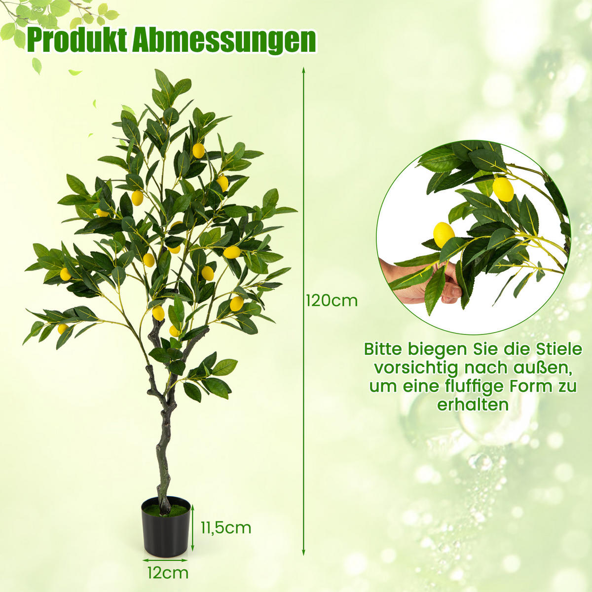 ZITRONENBAUM Grün - Grün, Kunststoff (120cm) - COSTWAY