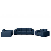 LOUNGEGARNITUR 3 1 1 Gartenmöbel, MALIBU Stoff Odyssey Marineblau - Blau, Holz - Kaiser Möbel