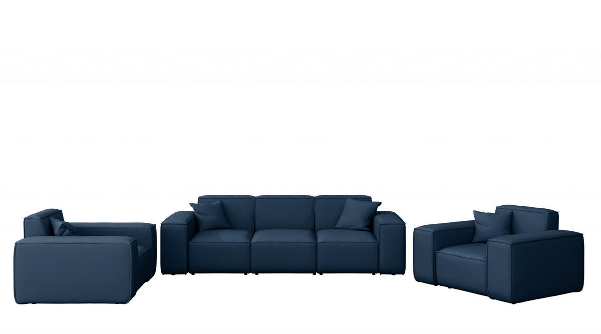 LOUNGEGARNITUR 3 1 1 Gartenmöbel, MALIBU Stoff Odyssey Marineblau - Blau, Holz - Kaiser Möbel
