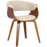 STUHL Stoff Creme - Walnussfarben/Creme, Holz/Textil (60/75/55cm) - CLP