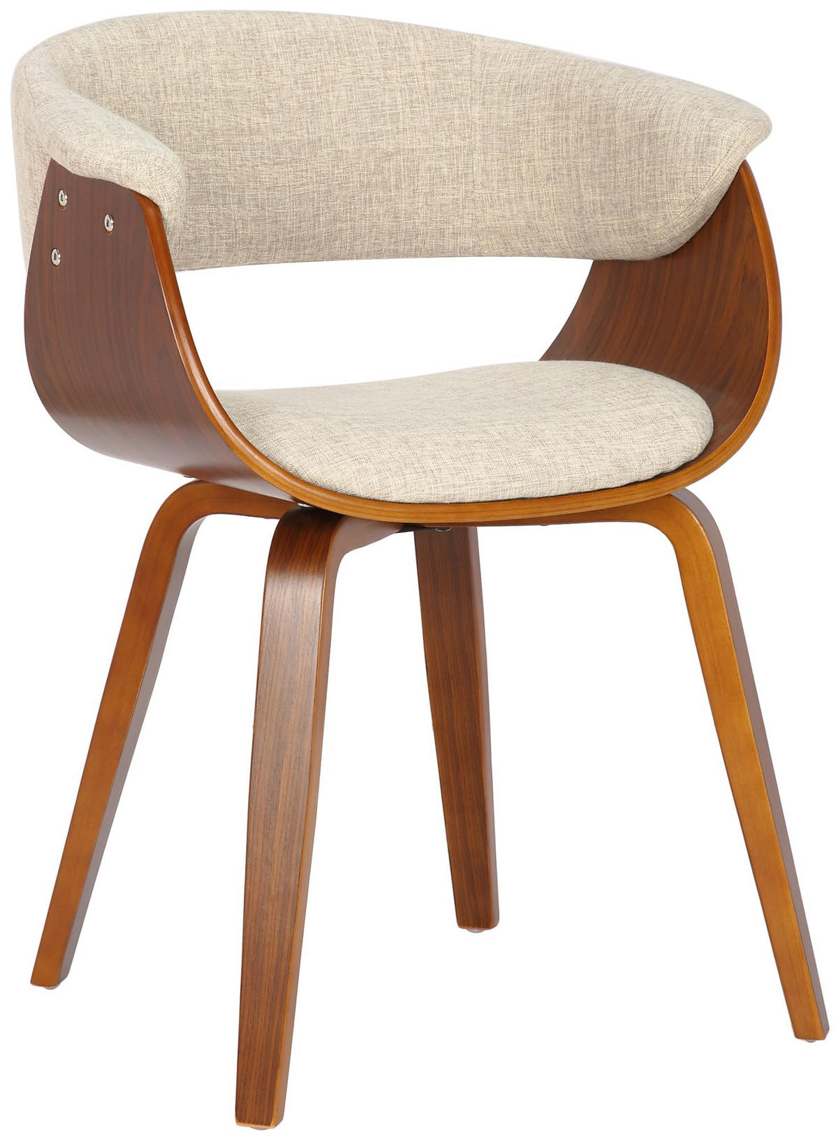 ARMLEHNENSTUHL 2er Set Stoff Walnuss/Creme - Walnussfarben/Creme, Holz/Textil (60/75/55cm) - CLP