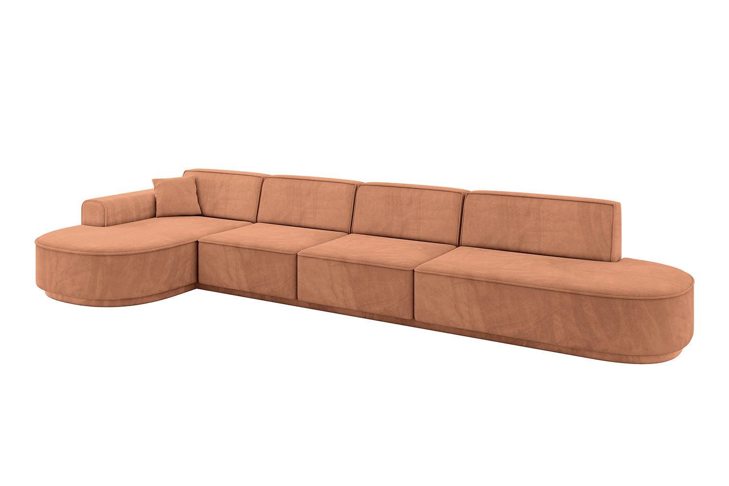 ECKSOFA Ottomane Links MARI-L3-v3 - 413x171x83 cm Orange Velours - Schwarz/Orange, Holzwerkstoff/Kunststoff (413/171cm) - ALTDECOR