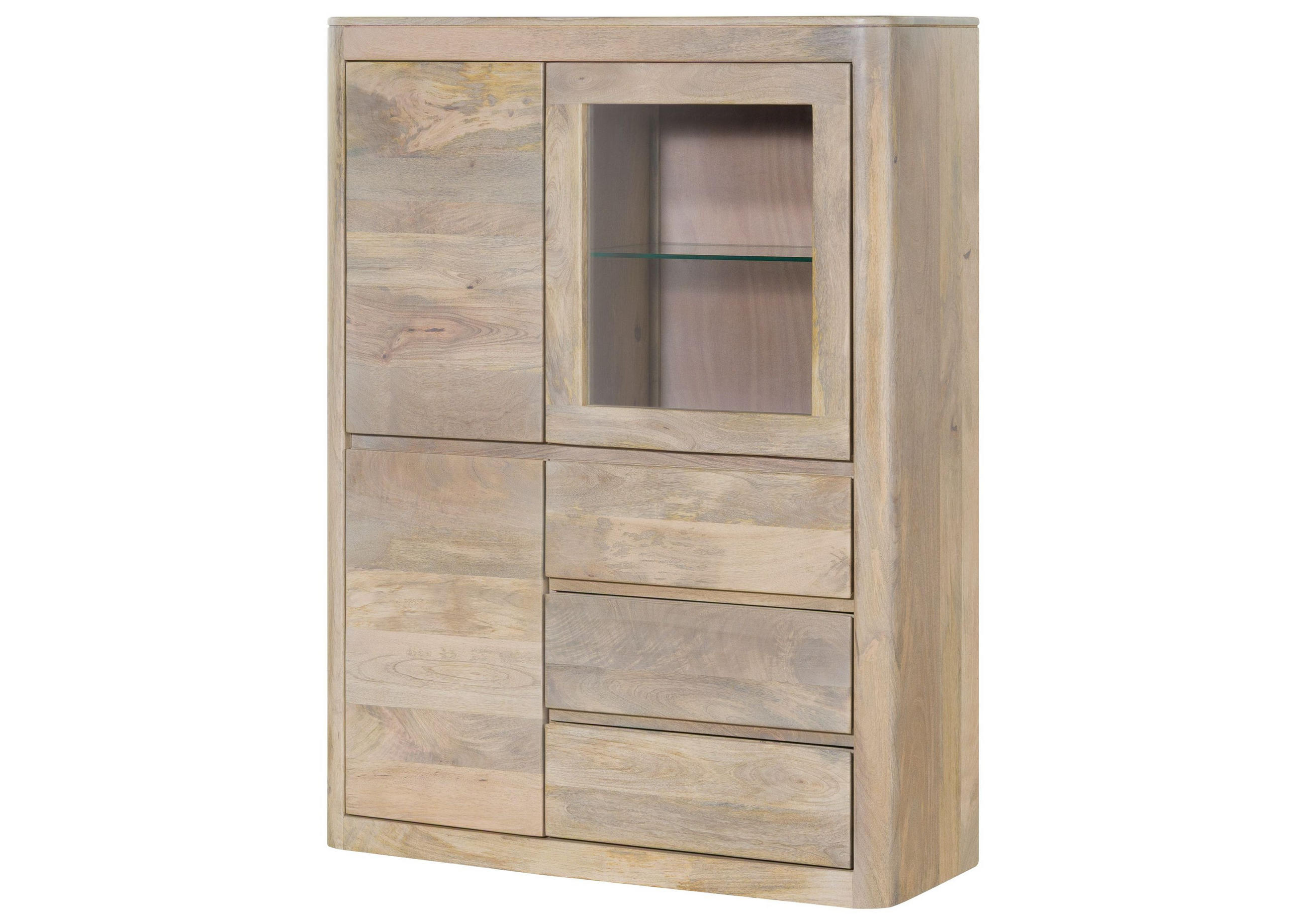 VITRINE Mango 109x40x145 weiß lackiert TORONTO #309 - Weiß, Holz (109/145/40cm) - Massivmoebel24