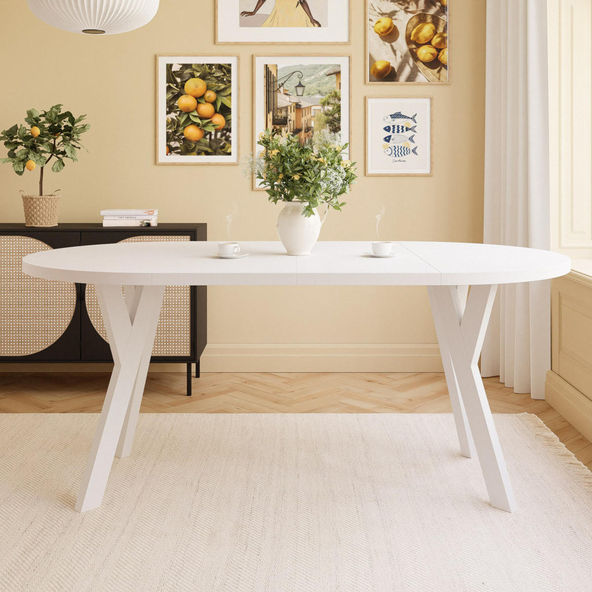 AUSZIEHTISCH YARA 90-170/76,5 cm Weiß - Weiß, Holzwerkstoff (90/90/76.5cm) - Idohome