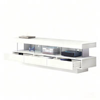 TV-ELEMENT in Weiß TV-Ständer mit 3 Schubladen, LED-Beleuchtung , geeignet für das Wohnzimmer. Maße: 160 cm (B) / 38 cm (T) / 50,5 cm (H) - Weiß, Holzwerkstoff (160/50.5/38cm) - STILVORA