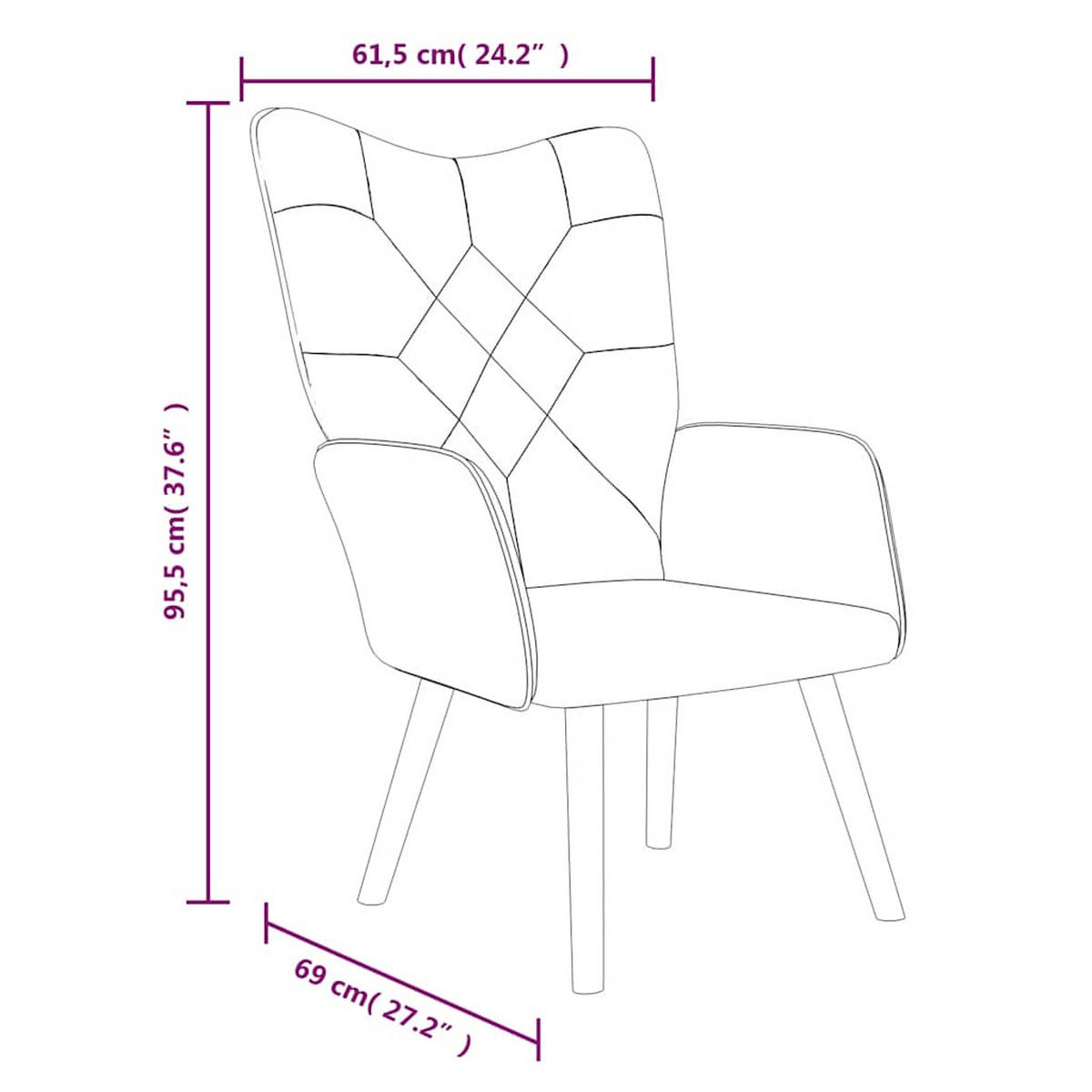 RELAXSESSEL Mit Hocker Patchwork Stoff - Multicolor/Braun, Holz/Textil (69/95.5/61.5cm) - vidaXL