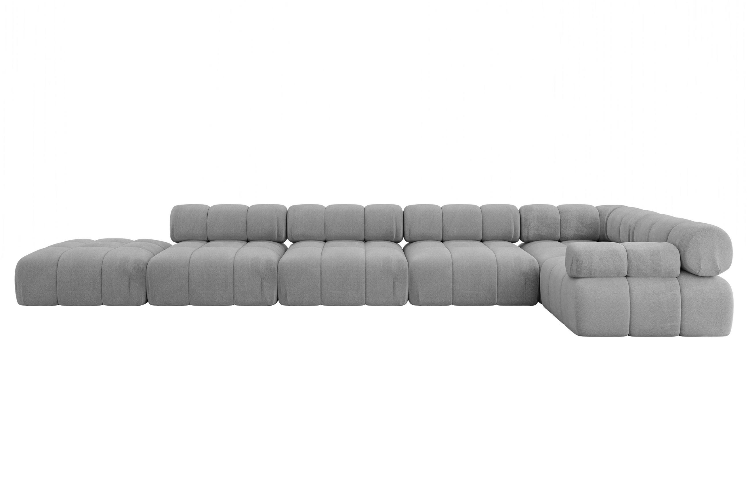 ECKSOFA modulares Sofa Felto-L3 - 475x190x70 cm Hellgrau Velours - Hellgrau, Holzwerkstoff/Textil (475/190cm) - ALTDECOR