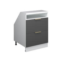 KUHINJSKI ORMAR ZA KOSINE KROVA R-Line Antracit-Zlatna 60 cm s 2 ladice, korpus ormara dubine 60 cm - bijela/antracit, drvni materijal (60/83.8/60cm) - Vicco
