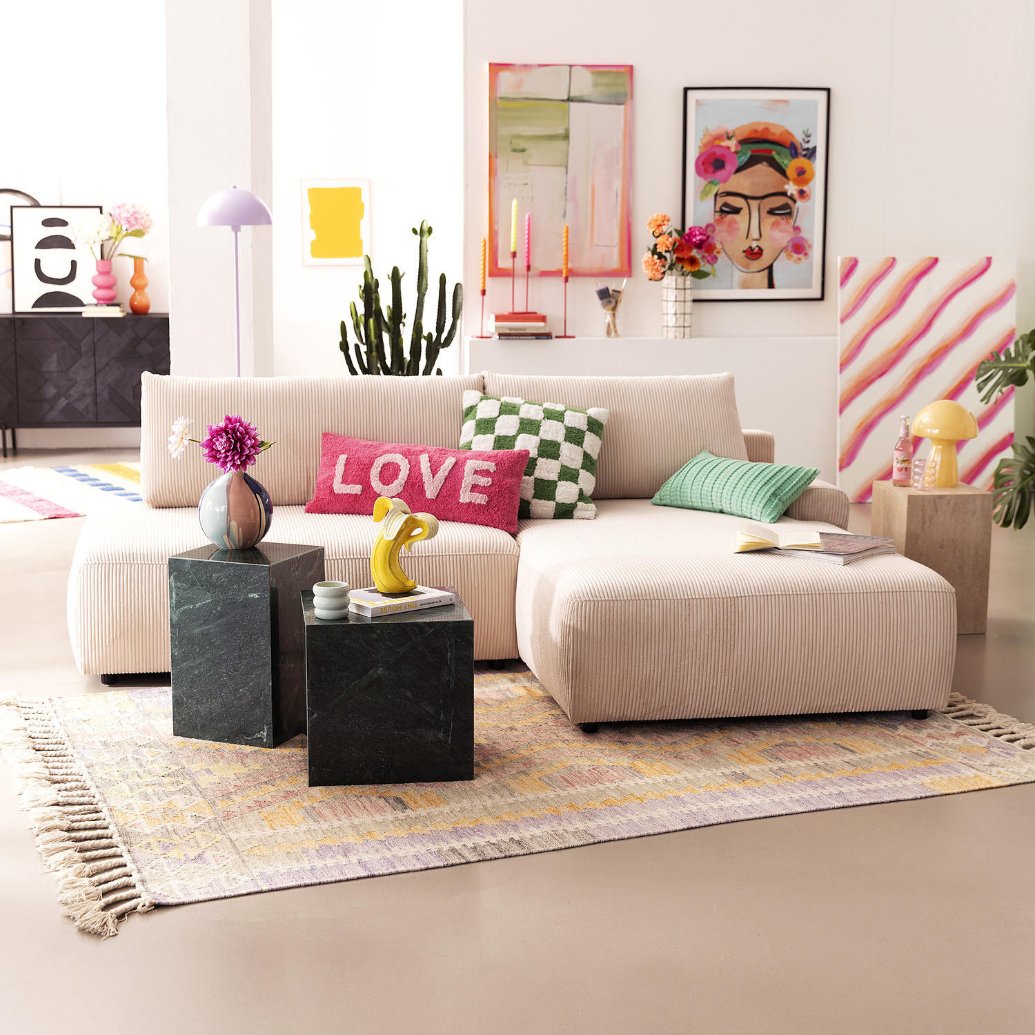 BEISTELLTISCH - Marmor - Dunkelgrün, Stein (40/40/40cm) - home24