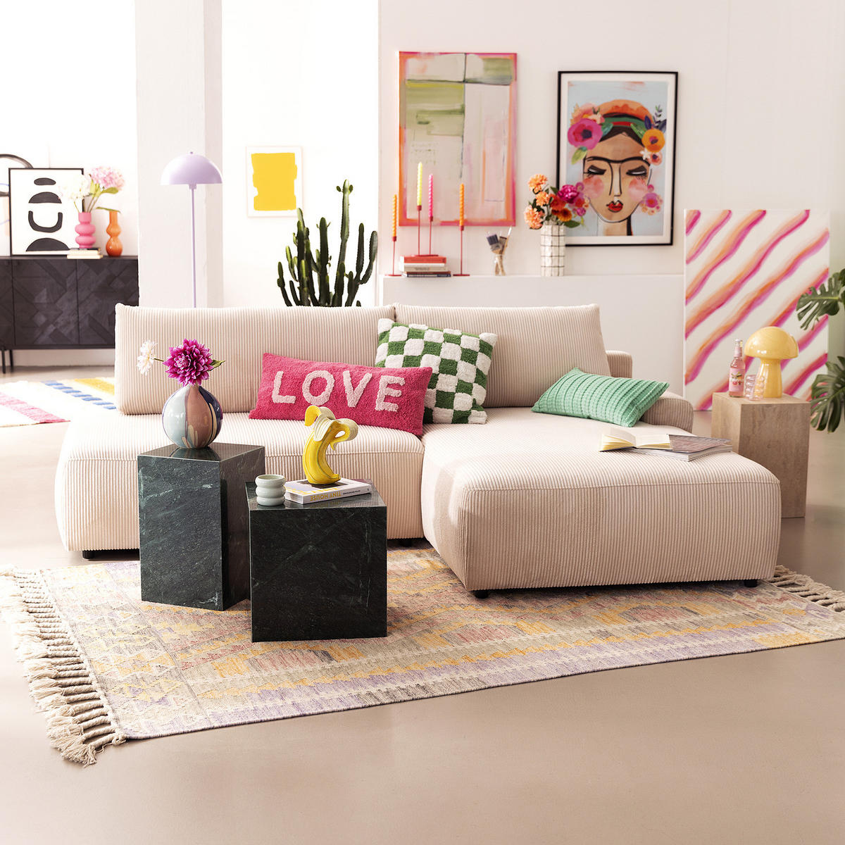 BEISTELLTISCH - Marmor - Dunkelgrün, Stein (40/40/40cm) - home24