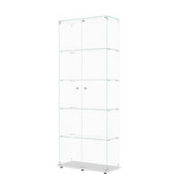 VITRINE 2 Türen, 5 Einlegeböden, LED Band, Glas, mobil, Stauraum optimal, weiß - Weiß, Glas (78.51/186.5/34.5cm) - EuroLiving