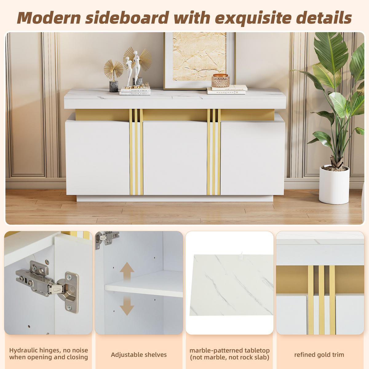 SIDEBOARD Weiß 140/38/70 cm - Weiß, Holzwerkstoff (140/70/38cm) - PANGIVO