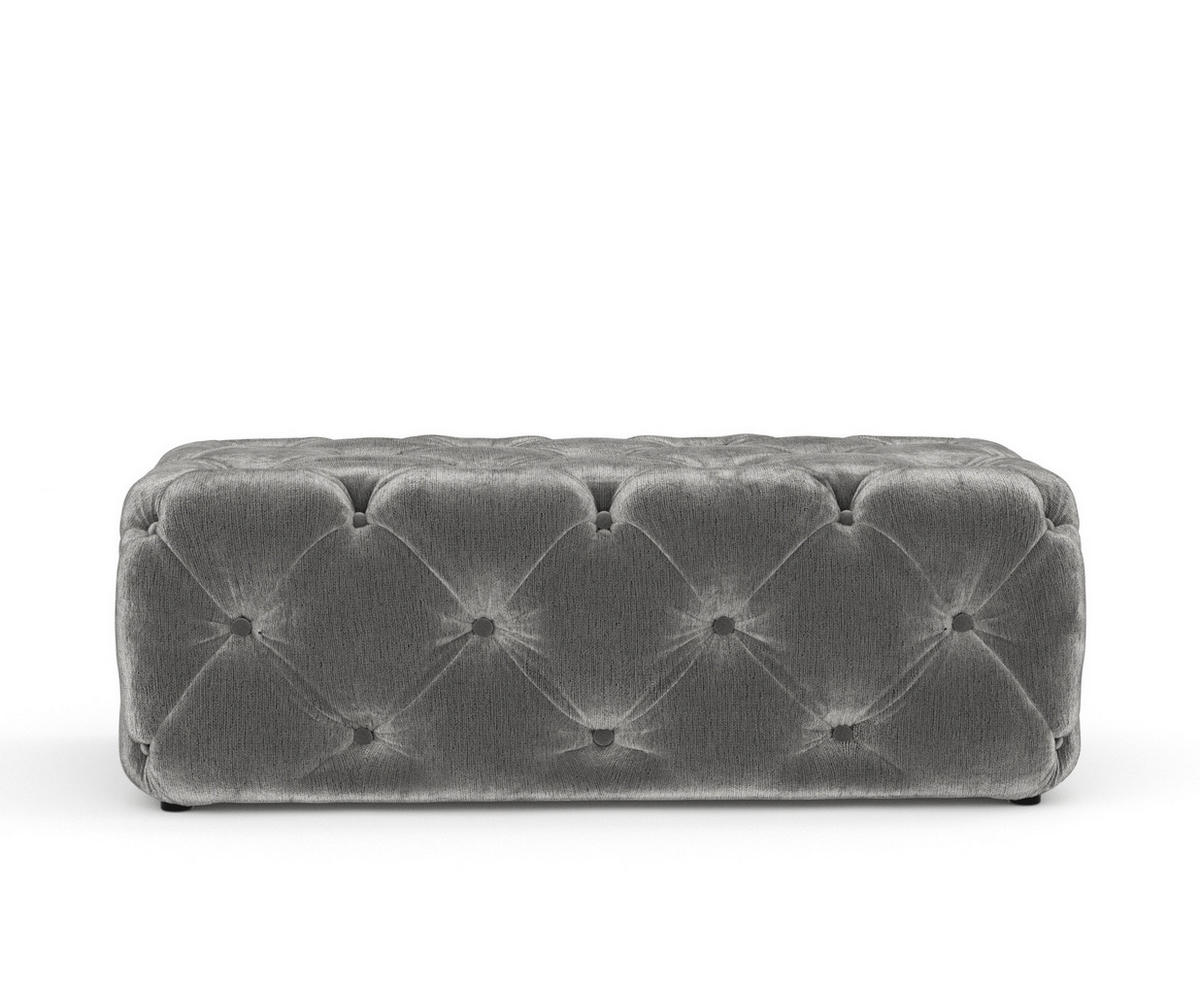 POUF Cosimo Grau Chenille - Schwarz/Grau, Holz/Holzwerkstoff (130/39/65cm) - Maison de Reve
