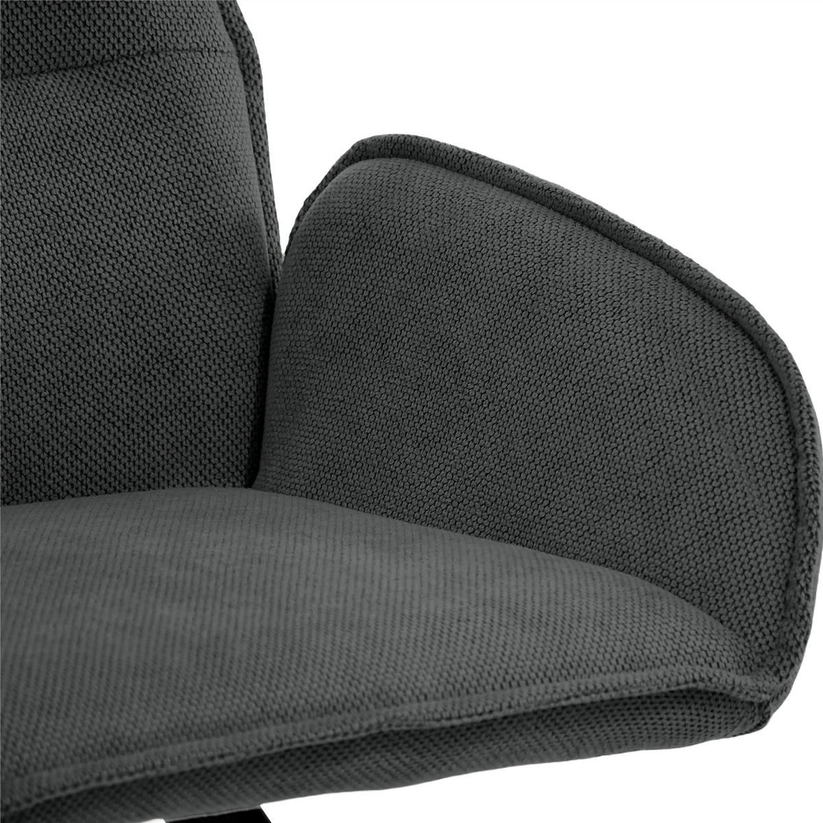 DREHSTUHL Zerra im Geflechtstoff mit Metallbeinen, Anthrazit - Anthrazit/Schwarz, Metall (55/87/46cm) - Beautysofa