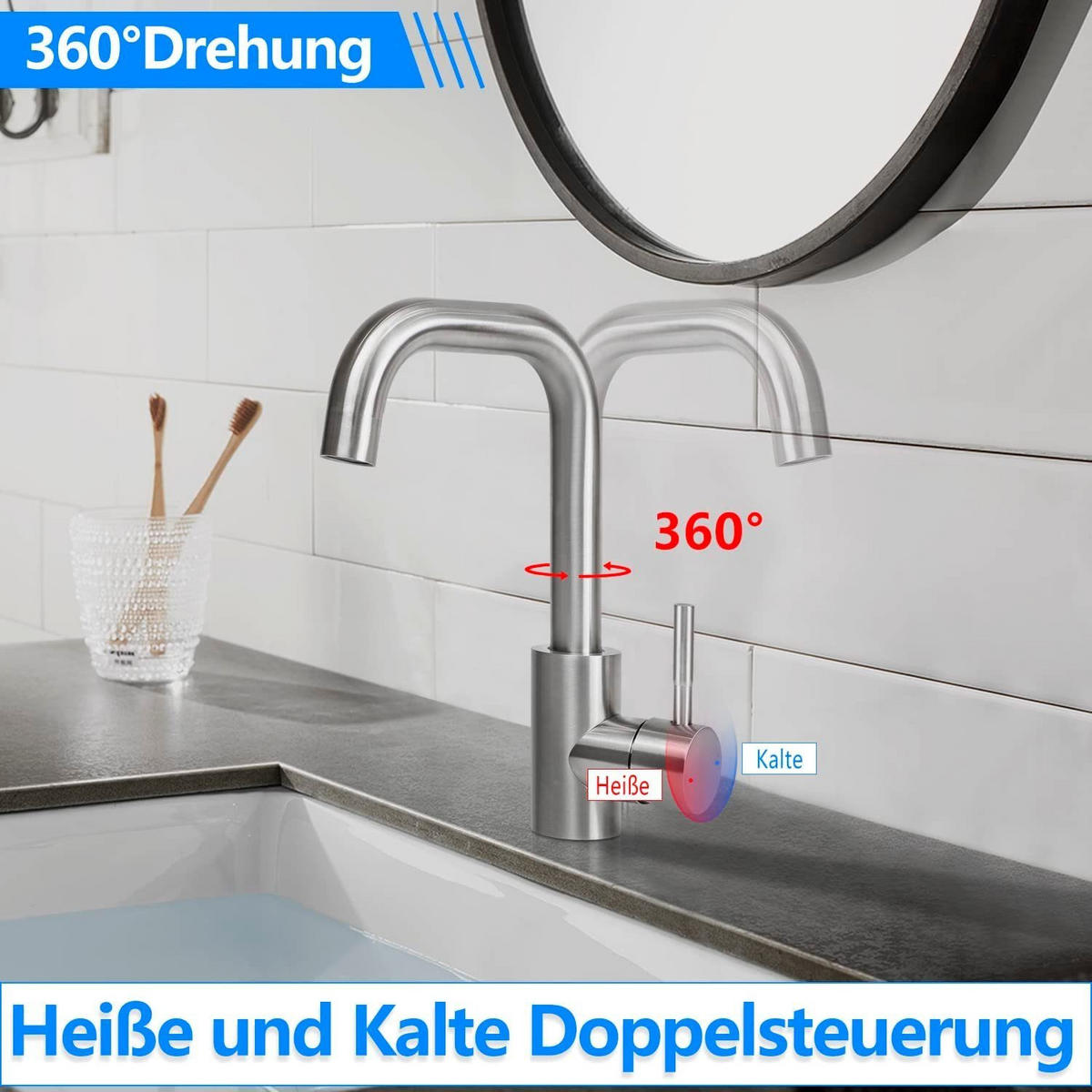 WASCHTISCHARMATUR Nora - Silberfarben, Metall (6/24/24cm) - Nettlife