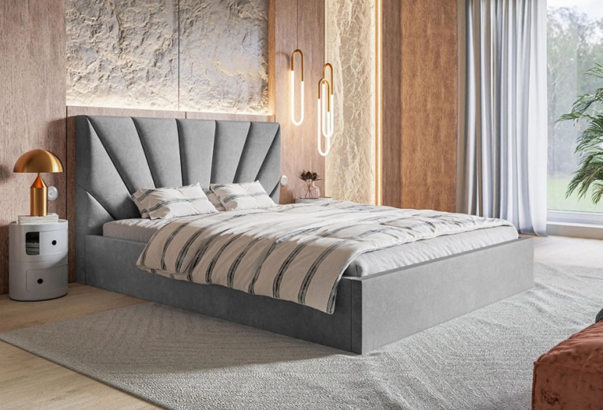 BETT Grau SIM 3 Gepolstert 160x200 cm - Schwarz/Grau, Textil/Metall (160/200cm) - Sepro Meble